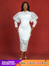 AOMEIDRESS Elegant White Lace Wedding Guest Dress Puff Sleeve O Neck White / S