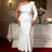 AOMEIDRESS Elegant White One Shoulder Mermaid Dress for Bridal Shower White / S