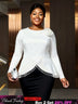 AOMEIDRESS Elegant White Top Long Sleeve with 3D Flower Pearl Tassel White / L