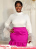 AOMEIDRESS Elegant White Tops Half High Neck with Long Flare Sleeve White / L