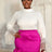 AOMEIDRESS Elegant White Tops Half High Neck with Long Flare Sleeve White / L