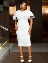 AOMEIDRESS Elegant White Two Pieces Set with Lace Cape for Party