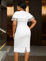 AOMEIDRESS Elegant White Two Pieces Set with Lace Cape for Party