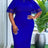 AOMEIDRESS Elegant White Two Pieces Set with Lace Cape for Party - Blue / L