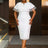 AOMEIDRESS Elegant White Two Pieces Set with Lace Cape for Party White / L