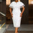 AOMEIDRESS Elegant White Two Pieces Set with Lace Cape for Party White / L