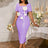 AOMEIDRESS Elegant White Wedding Guest Dress Slim with 3D Floral Lavender / S