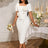 AOMEIDRESS Elegant White Wedding Guest Dress Slim with 3D Floral White / S