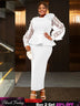 AOMEIDRESS Elegant White Wedding Party Dress 3D Flower Sheer Sleeve White / S