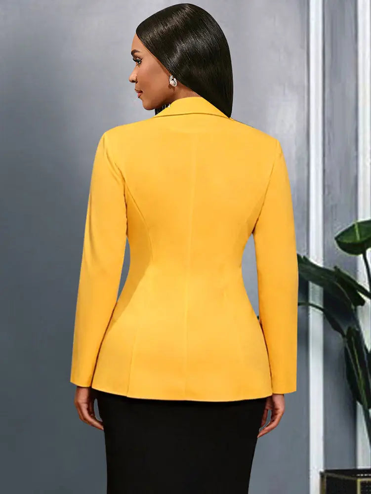 AOMEIDRESS Elegant Women Blazer Coats Button 3D Flower Office Outfits