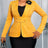AOMEIDRESS Elegant Women Blazer Coats Button 3D Flower Office Outfits - Yellow / S