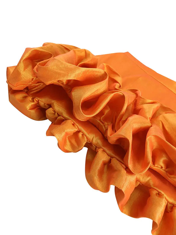 AOMEIDRESS Elegant Women Bodycon Skirt Wavy Ruffles Hem Party Evening