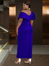 AOMEIDRESS Elegant Women Off Shoulder Bodycon Dress Puff Sleeve Slit