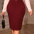 AOMEIDRESS Elegant Women Pencil Skirt High Waist Office Ladies Wear Wine / S