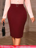 AOMEIDRESS Elegant Women Pencil Skirt High Waist Office Ladies Wear Wine / S