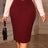 AOMEIDRESS Elegant Women Pencil Skirt High Waist Office Ladies Wear Wine / S