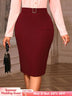 AOMEIDRESS Elegant Women Pencil Skirt High Waist Office Ladies Wear Wine / S