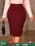 AOMEIDRESS Elegant Women Pencil Skirt High Waist Office Ladies Wear Wine / S