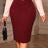 AOMEIDRESS Elegant Women Pencil Skirt High Waist Office Ladies Wear Wine / S