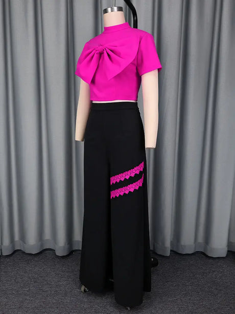 AOMEIDRESS Elegant Women Top Crop Top Short Sleeve Big Bow for Party