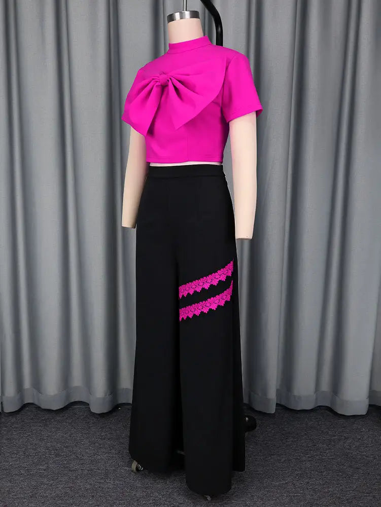 AOMEIDRESS Elegant Women Top Crop Top Short Sleeve Big Bow for Party