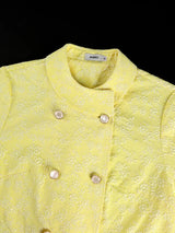 AOMEIDRESS Elegant Yellow Jacquard Blazer Dress Long Sleeve Gowns