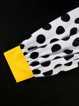 AOMEIDRESS Elegant Yellow Wide Leg Jumpsuit Contrast Dot Puff Sleeves