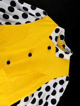 AOMEIDRESS Elegant Yellow Wide Leg Jumpsuit Contrast Dot Puff Sleeves