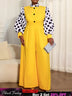 AOMEIDRESS Elegant Yellow Wide Leg Jumpsuit Contrast Dot Puff Sleeves Yellow / L