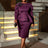 AOMEIDRESS Evening Dress Silver Thread Embroidered Floral Long Sleeve
