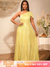 AOMEIDRESS Evening Gowns for Women Formal Gold Maxi One Shoulder Gown LightGold / S