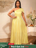AOMEIDRESS Evening Gowns for Women Formal Gold Maxi One Shoulder Gown LightGold / S