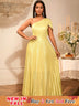 AOMEIDRESS Evening Gowns for Women Formal Gold Maxi One Shoulder Gown LightGold / S