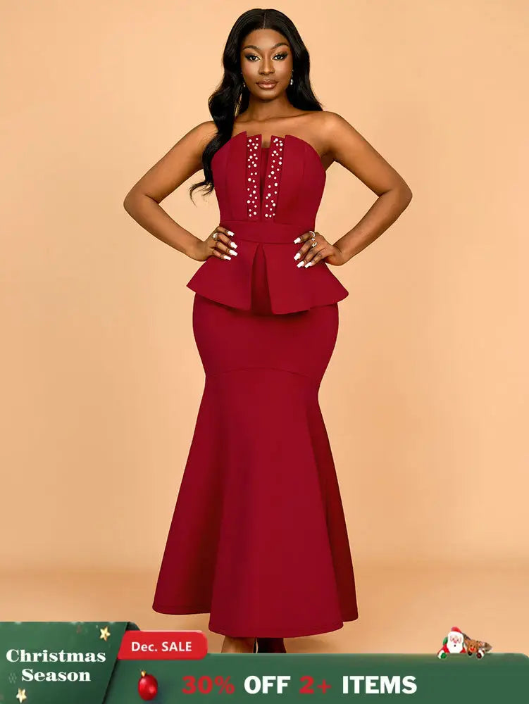 AOMEIDRESS Evening Occasional Dresses for Women 2025 Elegant Classy Wine / S