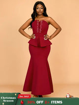 AOMEIDRESS Evening Occasional Dresses for Women 2025 Elegant Classy Wine / S