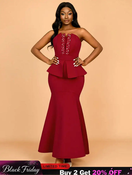 AOMEIDRESS Evening Occasional Dresses for Women 2025 Elegant Classy Wine / S