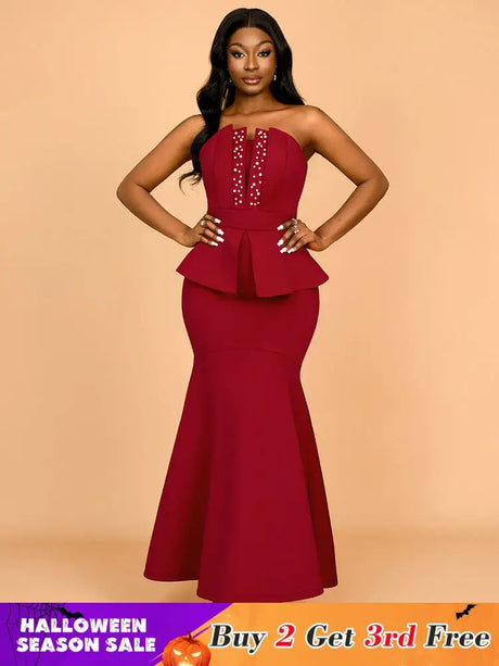 AOMEIDRESS Evening Occasional Dresses for Women 2025 Elegant Classy Wine / S