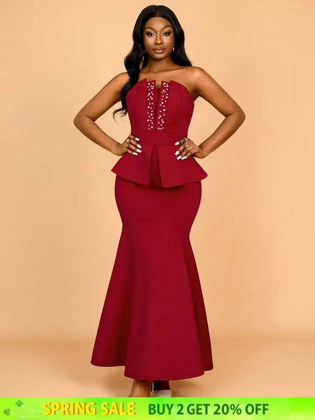 AOMEIDRESS Evening Occasional Dresses for Women 2025 Elegant Classy Wine / S