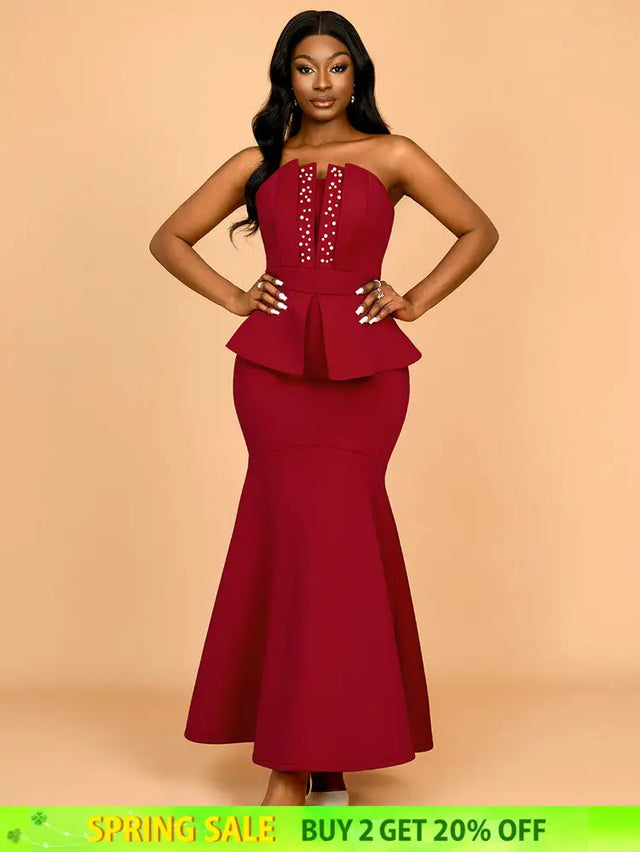 AOMEIDRESS Evening Occasional Dresses for Women 2025 Elegant Classy Wine / S