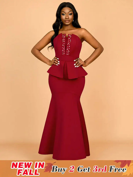 AOMEIDRESS Evening Occasional Dresses for Women 2025 Elegant Classy Wine / S