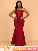 AOMEIDRESS Evening Occasional Dresses for Women 2025 Elegant Classy Wine / S