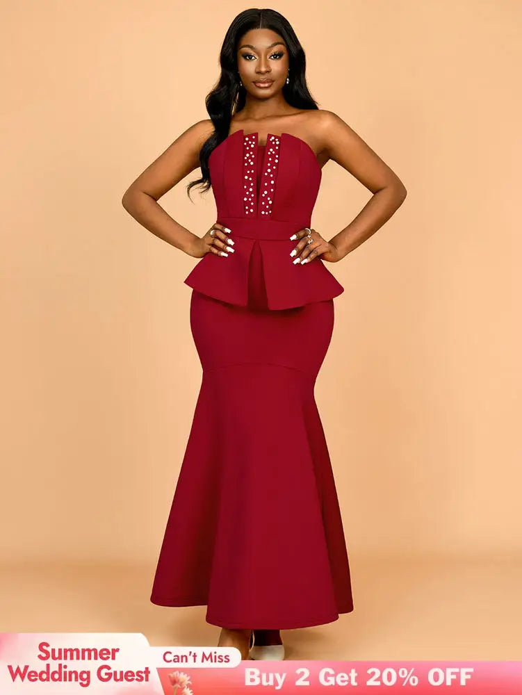 AOMEIDRESS Evening Occasional Dresses for Women 2025 Elegant Classy Wine / S