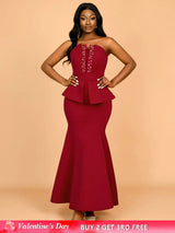 AOMEIDRESS Evening Occasional Dresses for Women 2025 Elegant Classy Wine / S