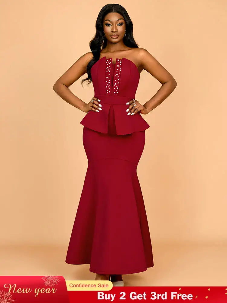 AOMEIDRESS Evening Occasional Dresses for Women 2025 Elegant Classy Wine / S