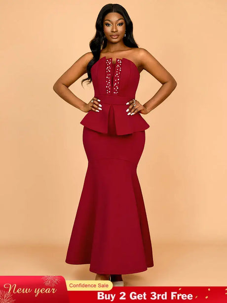 AOMEIDRESS Evening Occasional Dresses for Women 2025 Elegant Classy Wine / S