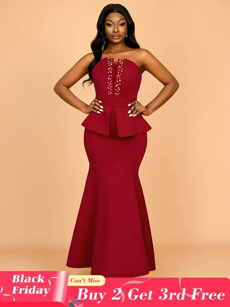 AOMEIDRESS Evening Occasional Dresses for Women 2025 Elegant Classy Wine / S