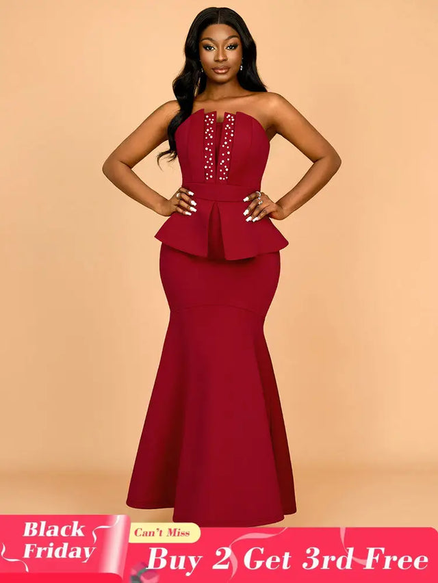 AOMEIDRESS Evening Occasional Dresses for Women 2025 Elegant Classy Wine / S