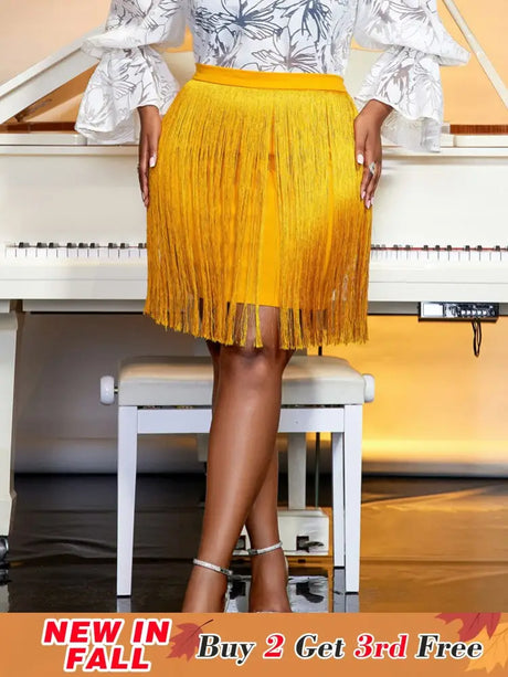 Layered Fringe Skirt is Flowing and Has Drape 