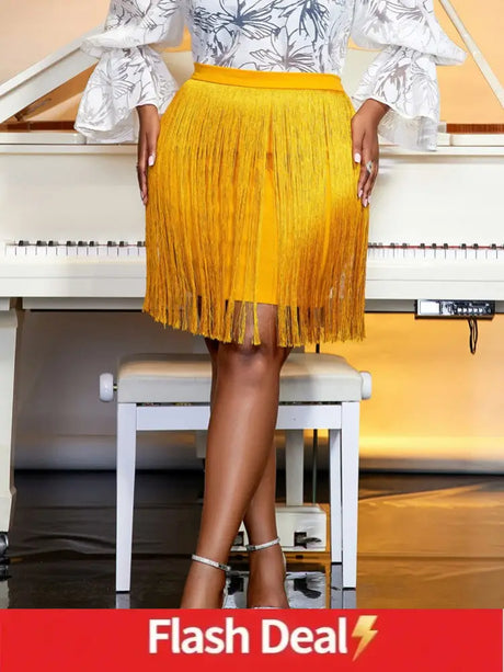 Layered Fringe Skirt is Flowing and Has Drape 