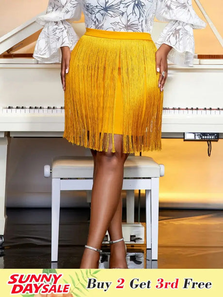 Layered Fringe Skirt is Flowing and Has Drape 